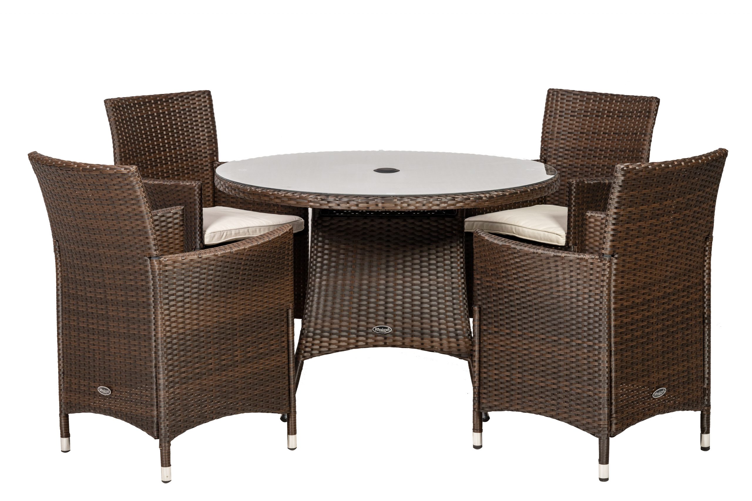 4 seater Cannes Mocha Brown round dining set.